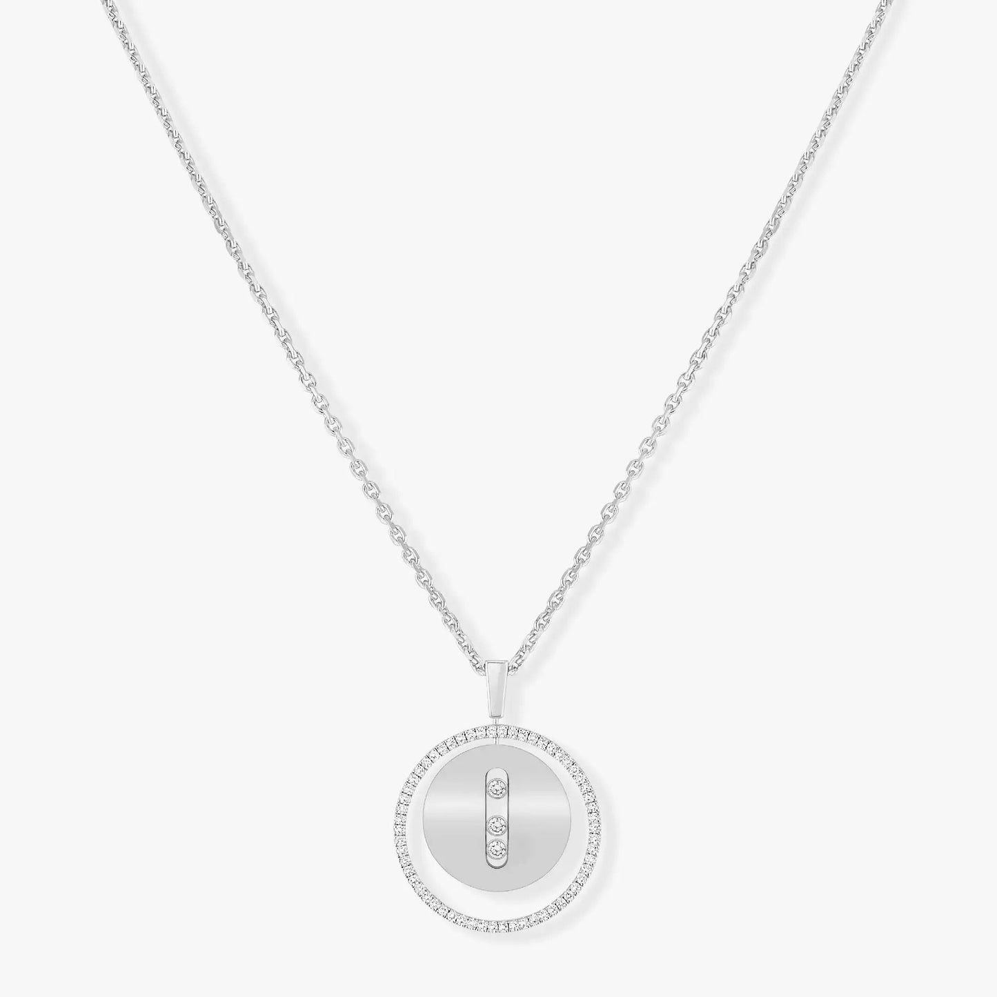 [moco jewelrys]LUCKY MOVE MM SILVER DIAMOND NECKLACE
