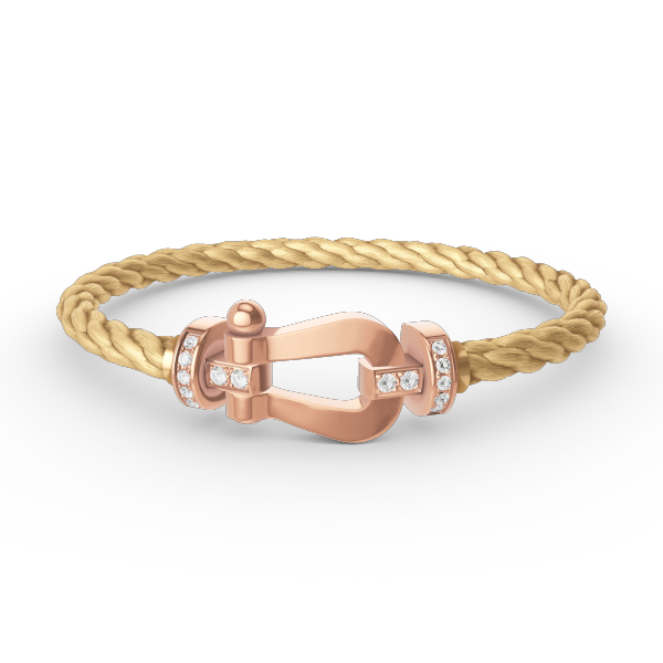 [moco jewelrys] Großes Hufeisen-Armband mit Halbdiamanten in Roségold