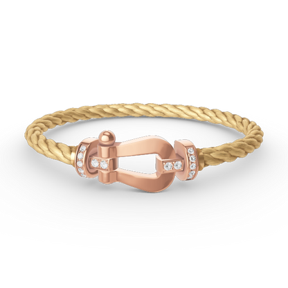 [moco jewelrys] Großes Hufeisen-Armband mit Halbdiamanten in Roségold
