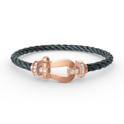 [moco jewelrys] Großes Hufeisen-Armband mit Halbdiamanten in Roségold