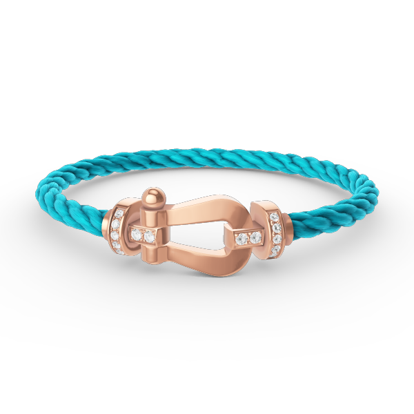 [moco jewelrys] Großes Hufeisen-Armband mit Halbdiamanten in Roségold