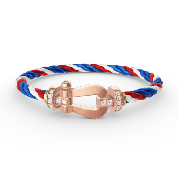 [moco jewelrys] Großes Hufeisen-Armband mit Halbdiamanten in Roségold