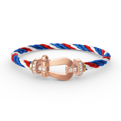 [moco jewelrys] Großes Hufeisen-Armband mit Halbdiamanten in Roségold