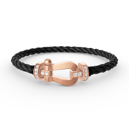 [moco jewelrys] Großes Hufeisen-Armband mit Halbdiamanten in Roségold
