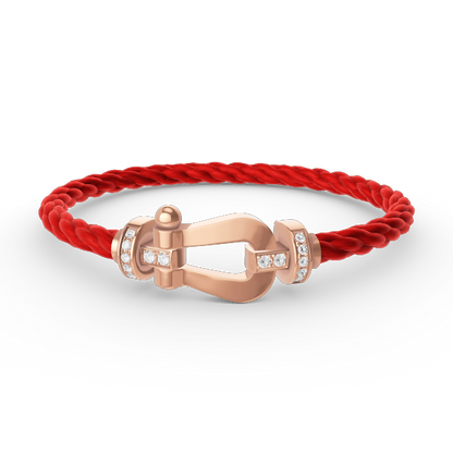[moco jewelrys] Großes Hufeisen-Armband mit Halbdiamanten in Roségold