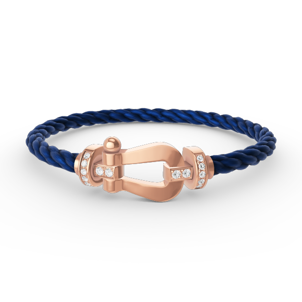 [moco jewelrys] Großes Hufeisen-Armband mit Halbdiamanten in Roségold