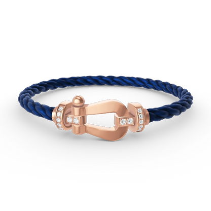 [moco jewelrys] Großes Hufeisen-Armband mit Halbdiamanten in Roségold