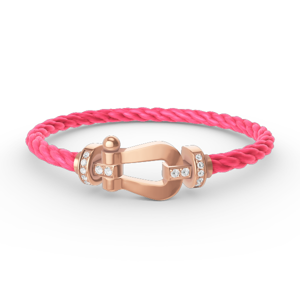 [moco jewelrys] Großes Hufeisen-Armband mit Halbdiamanten in Roségold
