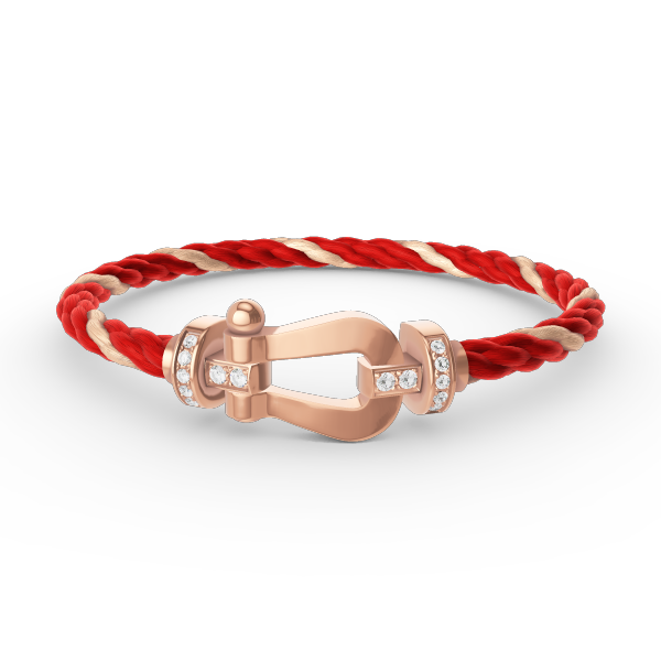 [moco jewelrys] Großes Hufeisen-Armband mit Halbdiamanten in Roségold