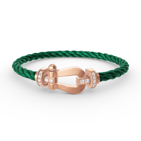 [moco jewelrys] Großes Hufeisen-Armband mit Halbdiamanten in Roségold