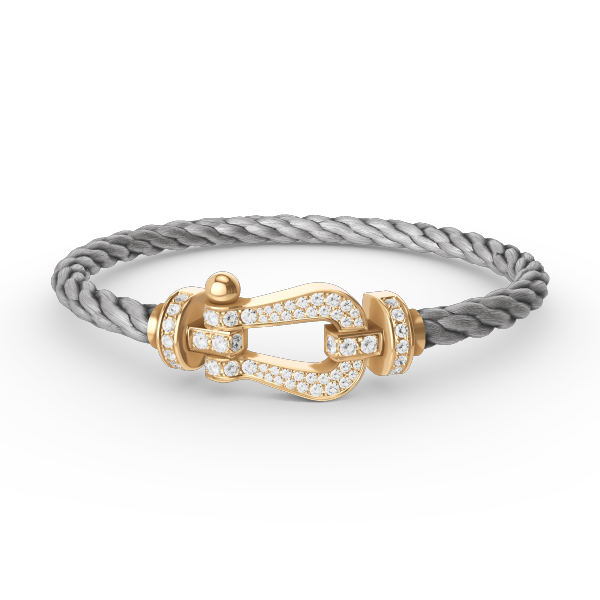[moco jewelrys] Großes Hufeisen-Armband mit Diamanten, Gold