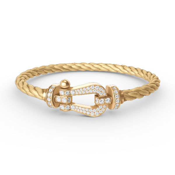 [moco jewelrys] Großes Hufeisen-Armband mit Diamanten, Gold