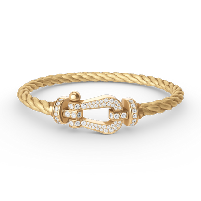 [moco jewelrys] Großes Hufeisen-Armband mit Diamanten, Gold