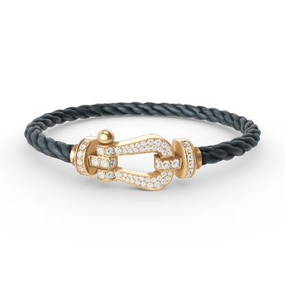 [moco jewelrys] Großes Hufeisen-Armband mit Diamanten, Gold