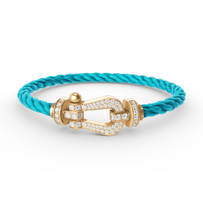 [moco jewelrys] Großes Hufeisen-Armband mit Diamanten, Gold