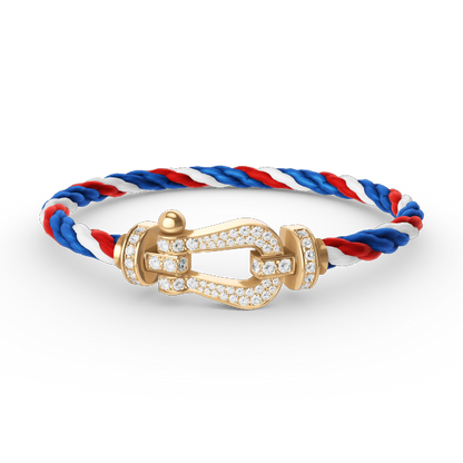 [moco jewelrys] Großes Hufeisen-Armband mit Diamanten, Gold