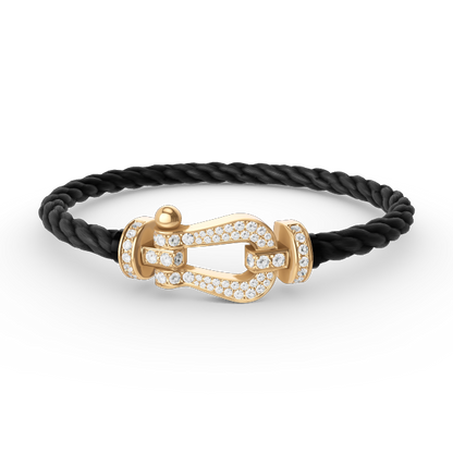 [moco jewelrys] Großes Hufeisen-Armband mit Diamanten, Gold