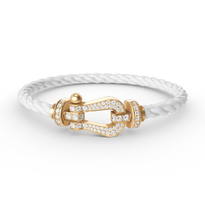 [moco jewelrys] Großes Hufeisen-Armband mit Diamanten, Gold