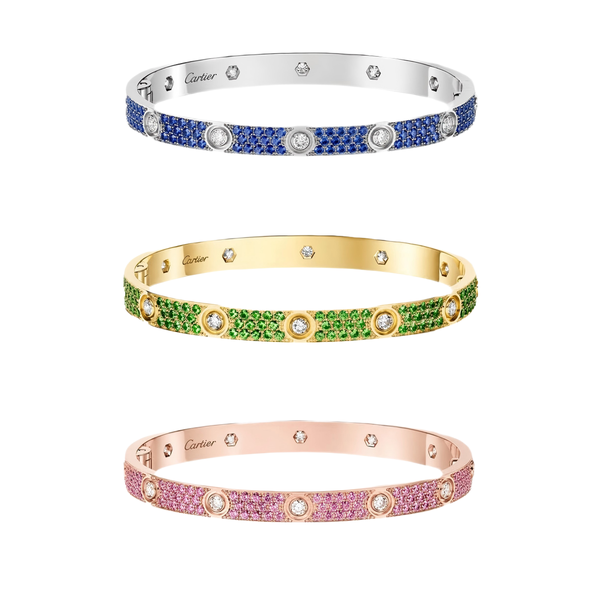 [moco jewelrys JURI]2026 PAVE GEMSTONE LOVE BRACELET 6.1MM 10 DIAMONDS
