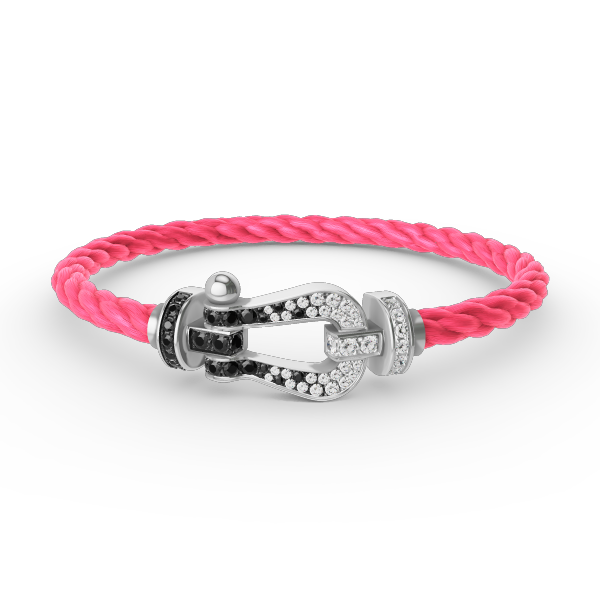 ??Loco?¡¥FORCE LARGE HORSESHOE BLACK WHITE DIAMOND BRACELET SILVER