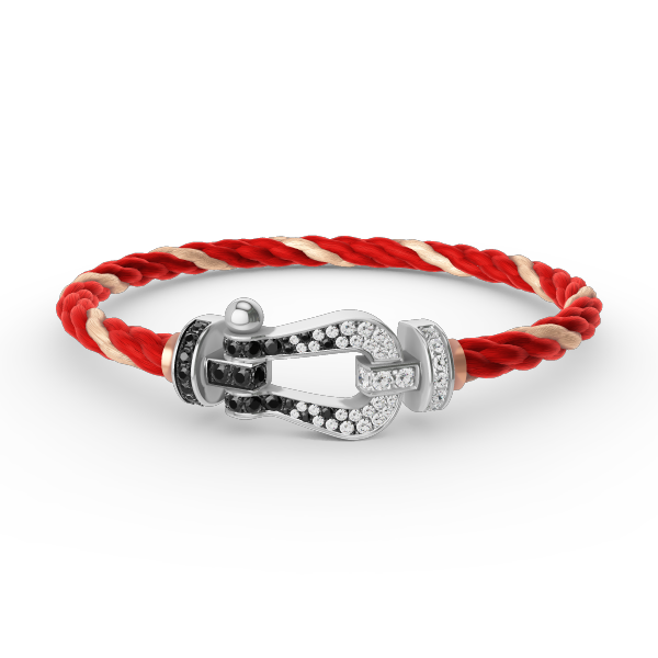 ??Loco?¡¥FORCE LARGE HORSESHOE BLACK WHITE DIAMOND BRACELET SILVER