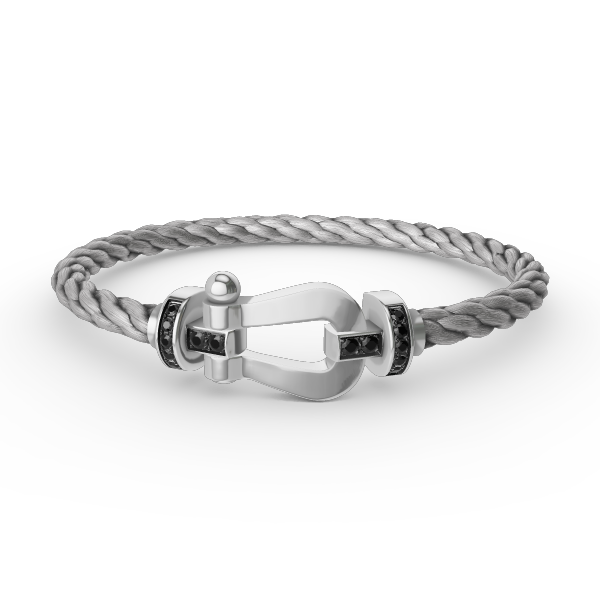 ??Loco?¡¥FORCE LARGE HORSESHOE BLACK DIAMOND BRACELET SILVER