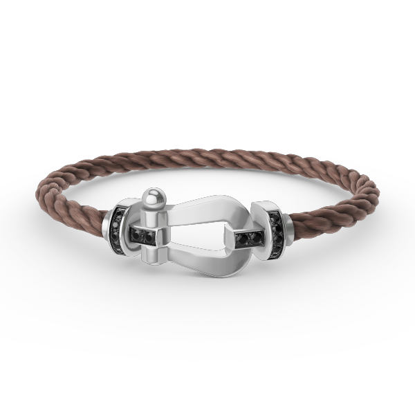 [moco jewelrys]FORCE LARGE HORSESHOE BLACK DIAMOND BRACELET SILVER