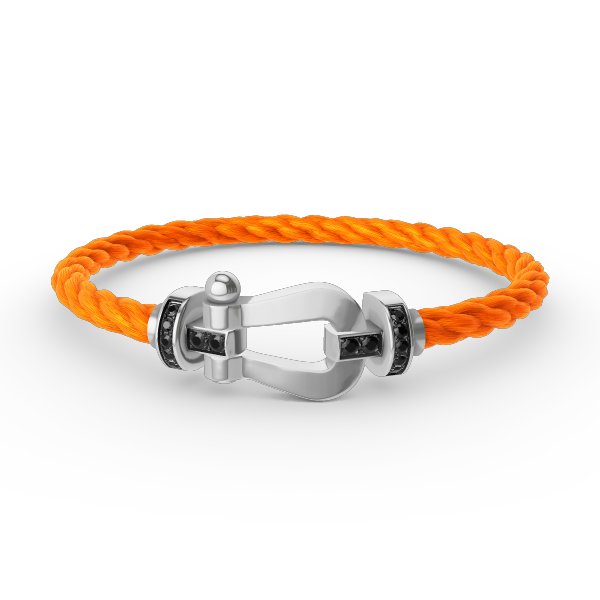[moco jewelrys]FORCE LARGE HORSESHOE BLACK DIAMOND BRACELET SILVER