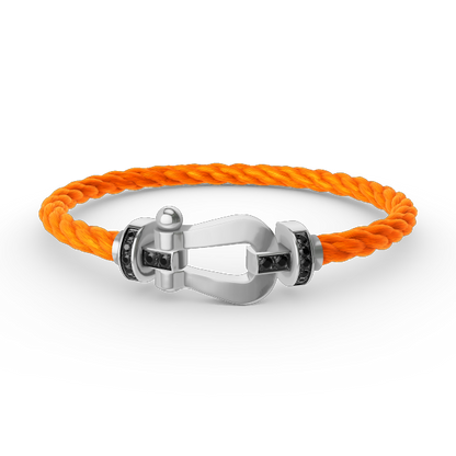 [moco jewelrys]FORCE LARGE HORSESHOE BLACK DIAMOND BRACELET SILVER