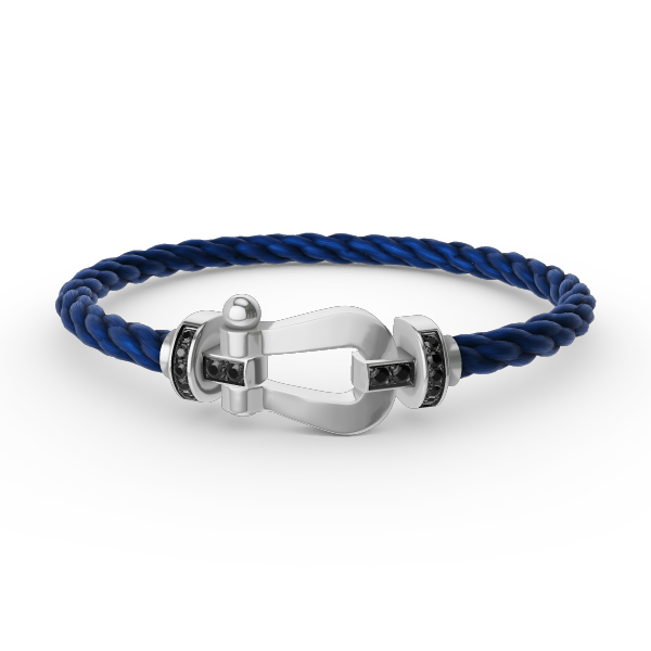 [moco jewelrys]FORCE LARGE HORSESHOE BLACK DIAMOND BRACELET SILVER
