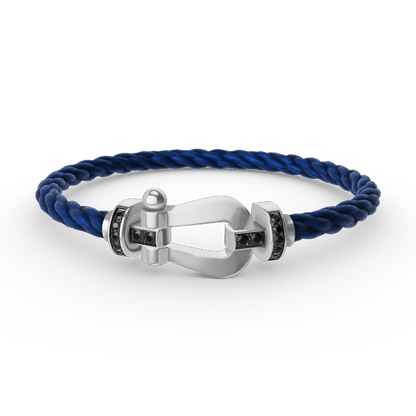 [moco jewelrys]FORCE LARGE HORSESHOE BLACK DIAMOND BRACELET SILVER
