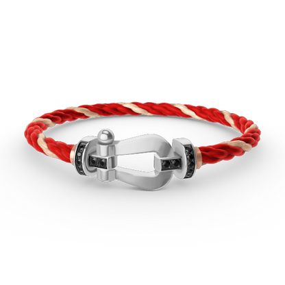 [moco jewelrys]FORCE LARGE HORSESHOE BLACK DIAMOND BRACELET SILVER