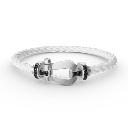 [moco jewelrys]FORCE LARGE HORSESHOE BLACK DIAMOND BRACELET SILVER