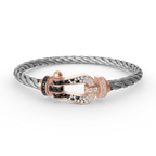 ??Loco?¡¥FORCE LARGE HORSESHOE BLACK WHITE DIAMOND BRACELET ROSE GOLD