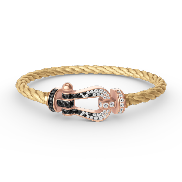 ??Loco?¡¥FORCE LARGE HORSESHOE BLACK WHITE DIAMOND BRACELET ROSE GOLD