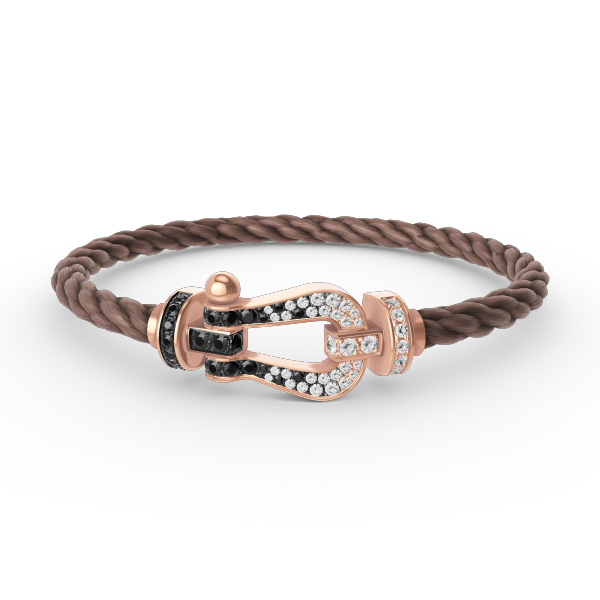 ??Loco?¡¥FORCE LARGE HORSESHOE BLACK WHITE DIAMOND BRACELET ROSE GOLD