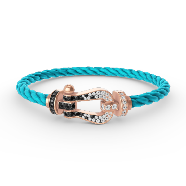 [moco jewelrys] Großes Hufeisenarmband in Schwarz-Weiß mit Diamanten in Roségold