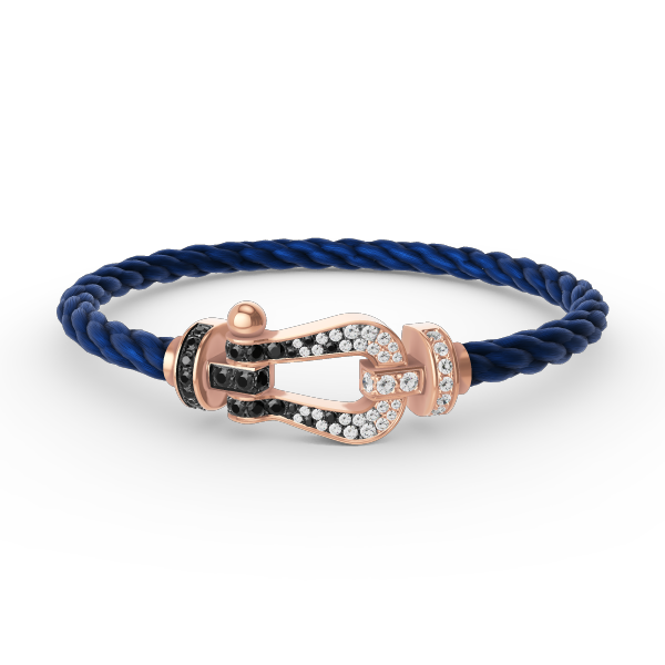 ??Loco?¡¥FORCE LARGE HORSESHOE BLACK WHITE DIAMOND BRACELET ROSE GOLD