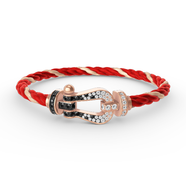 [moco jewelrys] Großes Hufeisenarmband in Schwarz-Weiß mit Diamanten in Roségold