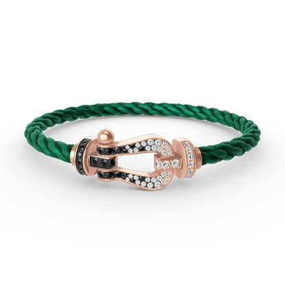 [moco jewelrys] Großes Hufeisenarmband in Schwarz-Weiß mit Diamanten in Roségold