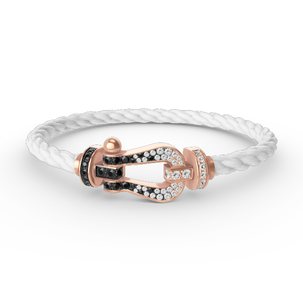 ??Loco?¡¥FORCE LARGE HORSESHOE BLACK WHITE DIAMOND BRACELET ROSE GOLD