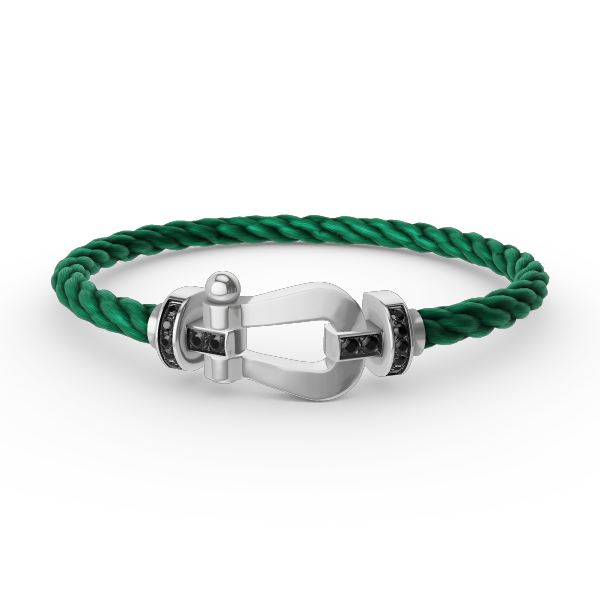 [moco jewelrys]FORCE LARGE HORSESHOE BLACK DIAMOND BRACELET SILVER