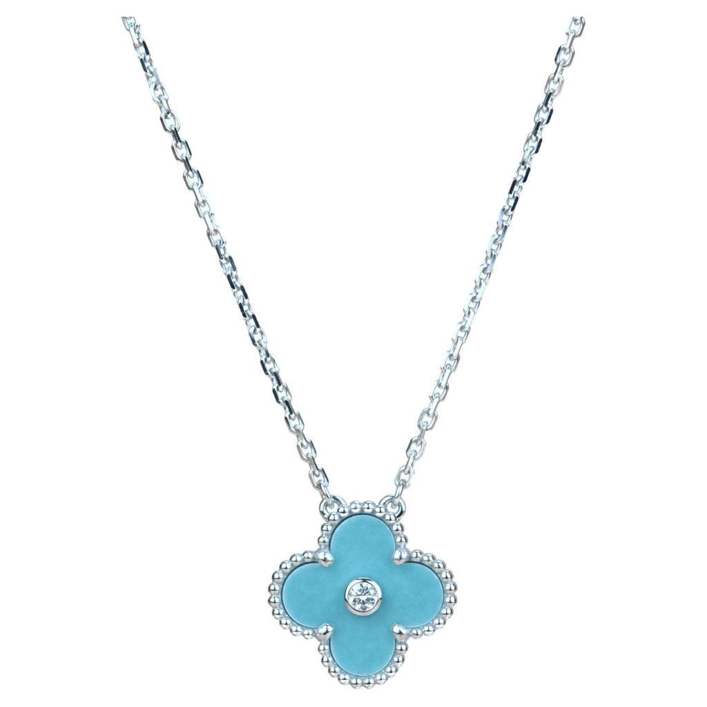 ??Loco?¡¥CLOVER 15MM DIAMOND SVRES PORCELAIN  NECKLACE SILVER