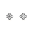 ??Loco?¡¥CLOVER 1 MOTIFS DIAMOND STUD EARRINGS SILVER