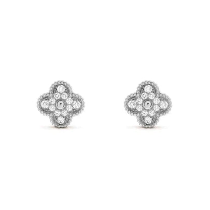 [moco jewelrys]CLOVER 1 MOTIFS DIAMOND STUD EARRINGS SILVER