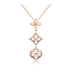 ??Loco?¡¥COLOR BLOSSOM LARIAT NECKLACE PINK GOLD WHITE MOTHER PEARL AND DIAMOND