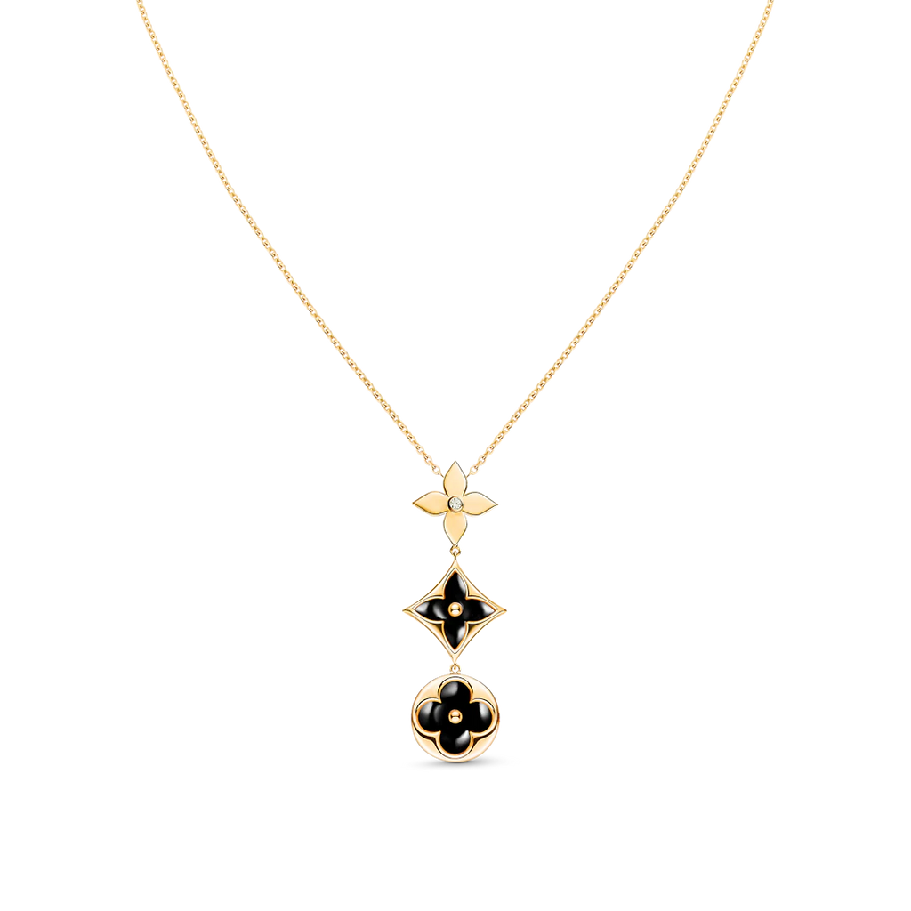 ??Loco?¡¥STAR AND SUN ONYX PINK GOLD NECKLACE