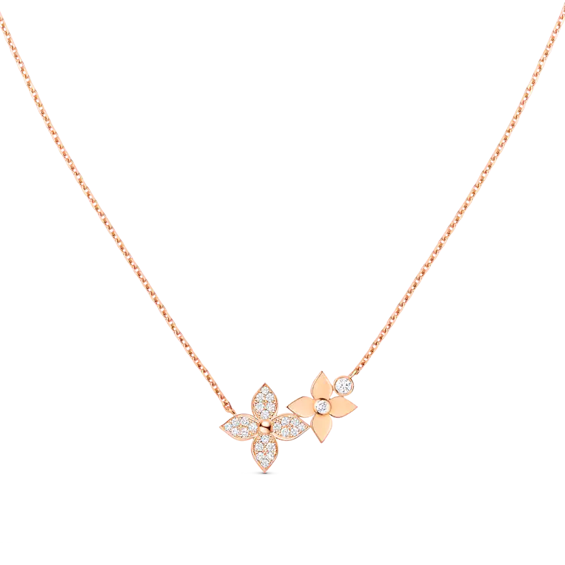 [moco jewelrys]Sternblüten-Halskette aus rosa Gold mit Diamanten