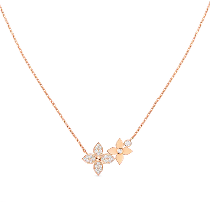 [moco jewelrys]Sternblüten-Halskette aus rosa Gold mit Diamanten