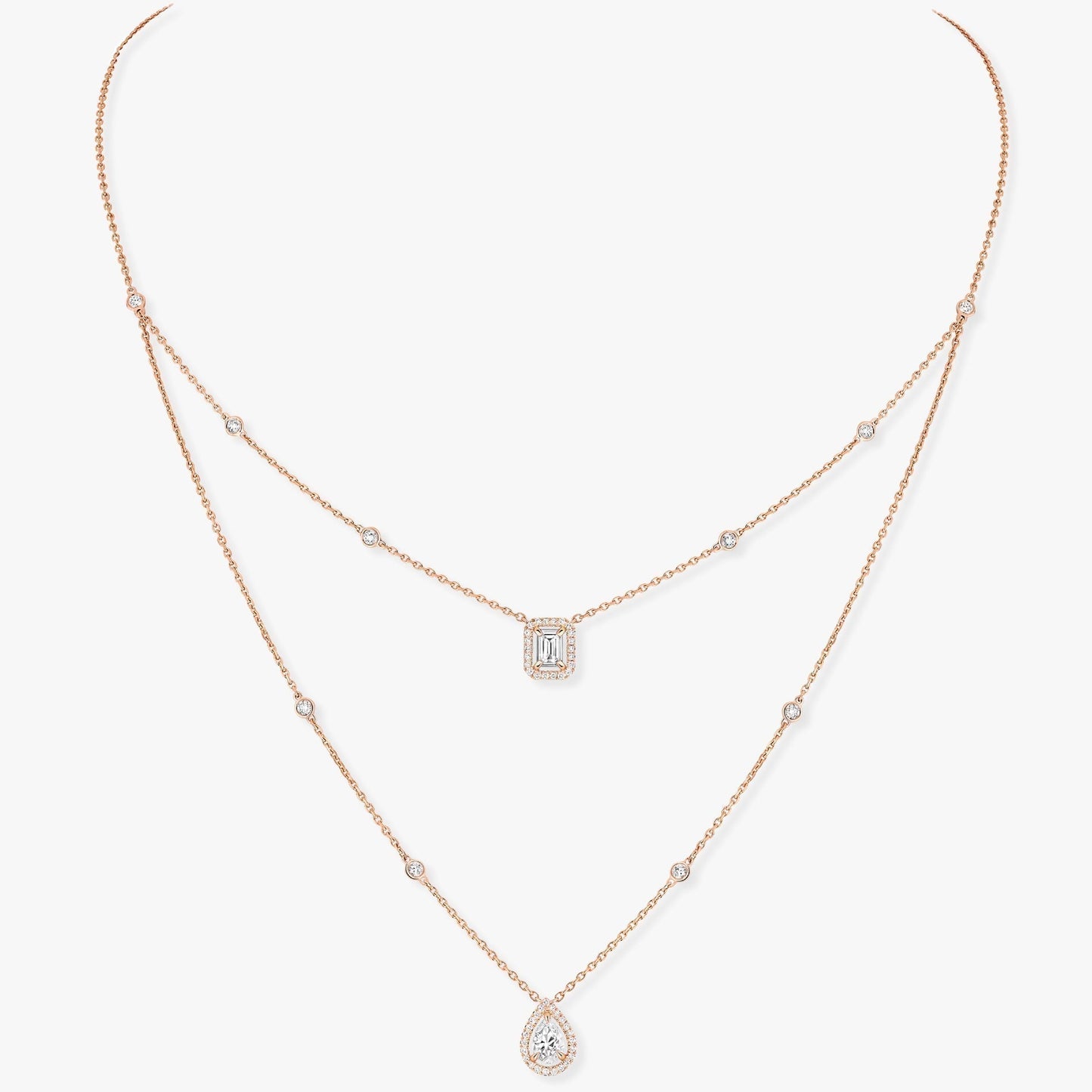 [moco jewelrys]MY TWIN 2 ROW DIAMOND NECKLACE
